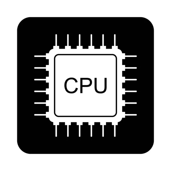 Icona processore su nero . — Vettoriale Stock