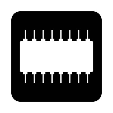 Beyaz üzerinde mikroçip simgesi.