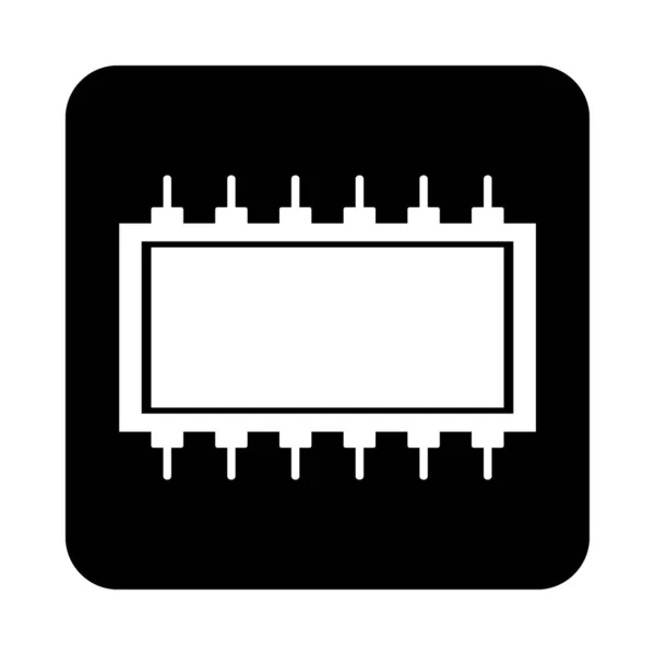 Icono de microchip en blanco . — Vector de stock