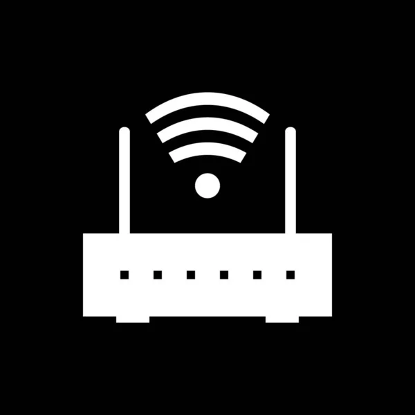 Router icon on black. — Stock Vector