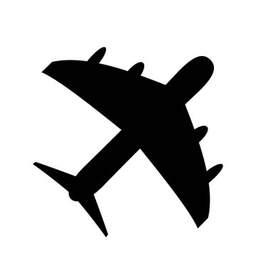 Beyaz arkaplanda düzlem sembolü simgesi. Görüntü.