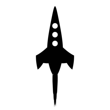 Beyaz arkaplanda roket sembolü simgesi başlatılıyor. Görüntü.