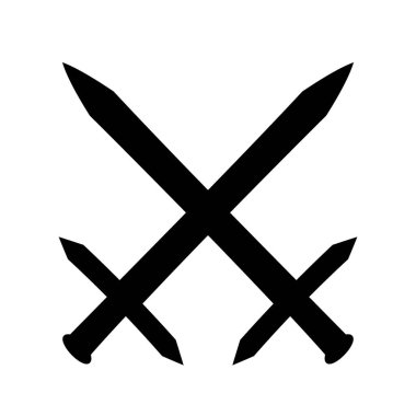 Beyaz arkaplanda çapraz kılıç sembolü simgesi. Görüntü.