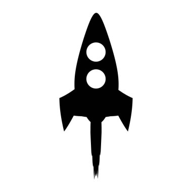 Beyaz arkaplanda roket sembolü simgesi başlatılıyor. Görüntü.