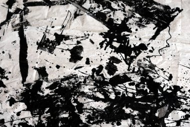 Beyaz arka planda siyah boya lekeleri soyut arkaplan olarak kullanılabilir..