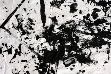 Beyaz arka planda siyah boya lekeleri soyut arkaplan olarak kullanılabilir..