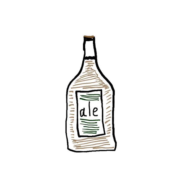 Ale Flaska Ikon Vit Bakgrund Illustration — Stockfoto