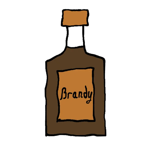 Ícone Garrafa Brandy Fundo Branco Ilustração — Fotografia de Stock