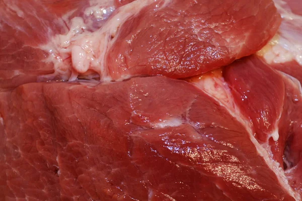 Pedaço Carne Porco Fresca Perto — Fotografia de Stock
