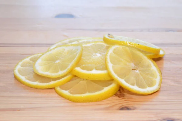 Skivad Citron Nära Håll Träytan — Stockfoto