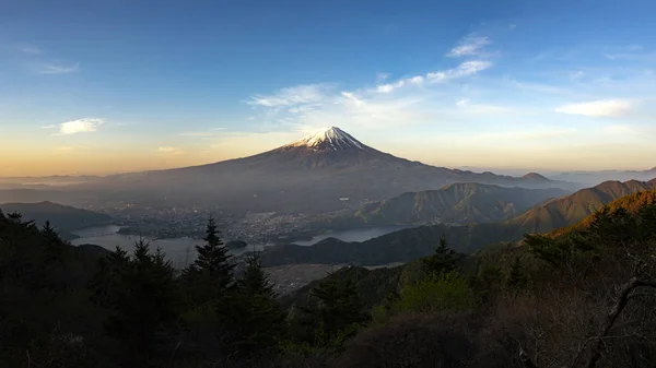 Fuji Den Tidlige Morgen Søen Kawaguchiko - Stock-foto