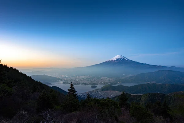 Monte Fuji Início Manhã Lago Kawaguchiko — Fotografia de Stock