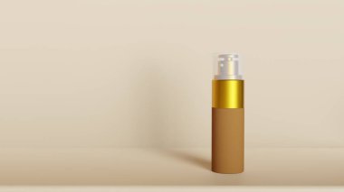 Kozmetik şişesi ve kavanoz modeli. Şampuan şişeleri ya da serum yağı yan yana dursun..