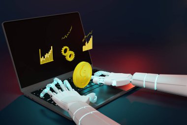 Görüntü, şirketlerin sürdürülebilir kar artışı sağlamasına yardımcı olan yapay zeka robotik kolunu gösteriyor.