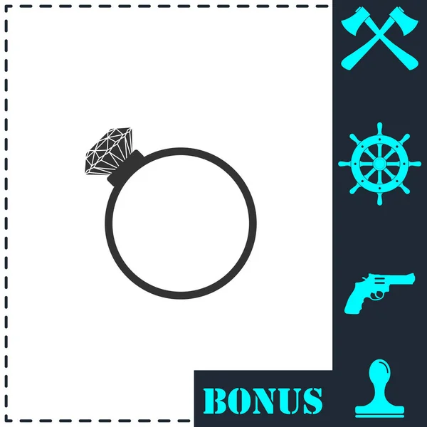Icône Bague Diamant Plat Symbole Vectoriel Simple Icône Bonus — Image vectorielle