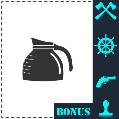 Kahve makinesi ikonu düz. Basit vektör sembolü ve bonus simgesi