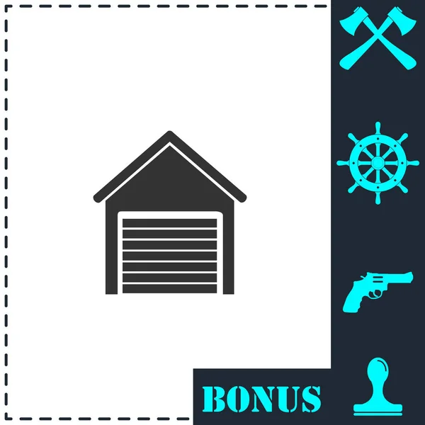 Garage Icoon Plat Eenvoudige Vector Symbool Bonus Pictogram — Stockvector