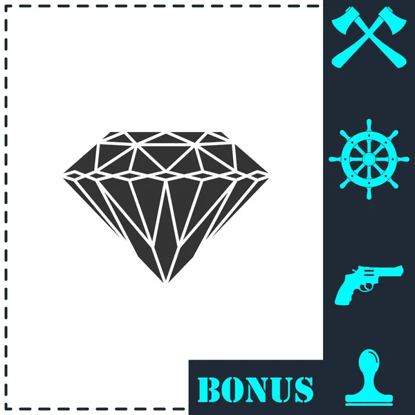 Ícone Diamante Plano Símbolo Vetorial Simples Ícone Bônus — Vetor de Stock