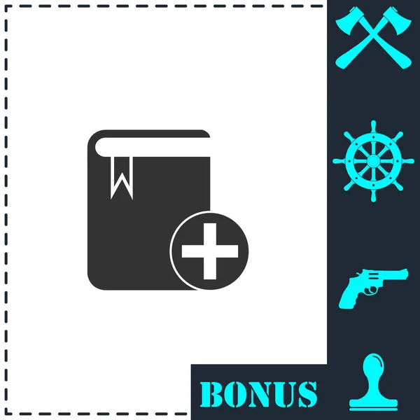 Boek Toevoegen Pictogram Plat Eenvoudige Vector Symbool Bonus Pictogram — Stockvector