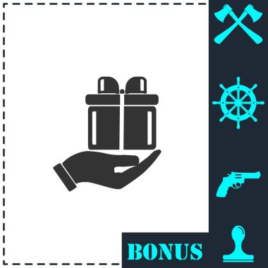 Hediye ikonu düz. Basit vektör sembolü ve bonus simgesi
