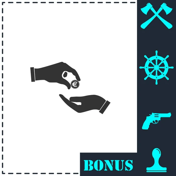 Het Overhandigen Van Geld Pictogram Plat Eenvoudige Vector Symbool Bonus — Stockvector