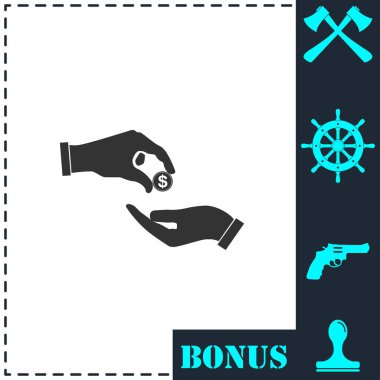 İkonları düz olarak bağışlayın. Basit vektör sembolü ve bonus simgesi