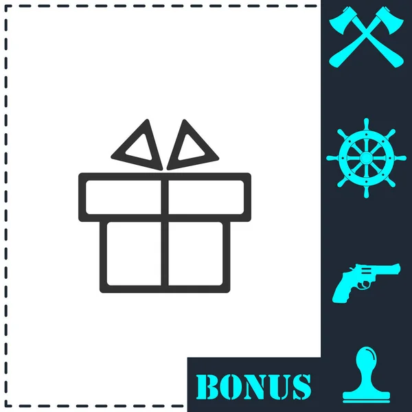 Icono Caja Regalo Plana Símbolo Vector Simple Icono Bonificación — Vector de stock