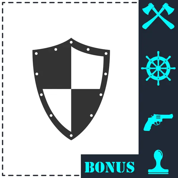 Escudo Icono Plano Símbolo Vector Simple Icono Bonificación — Vector de stock