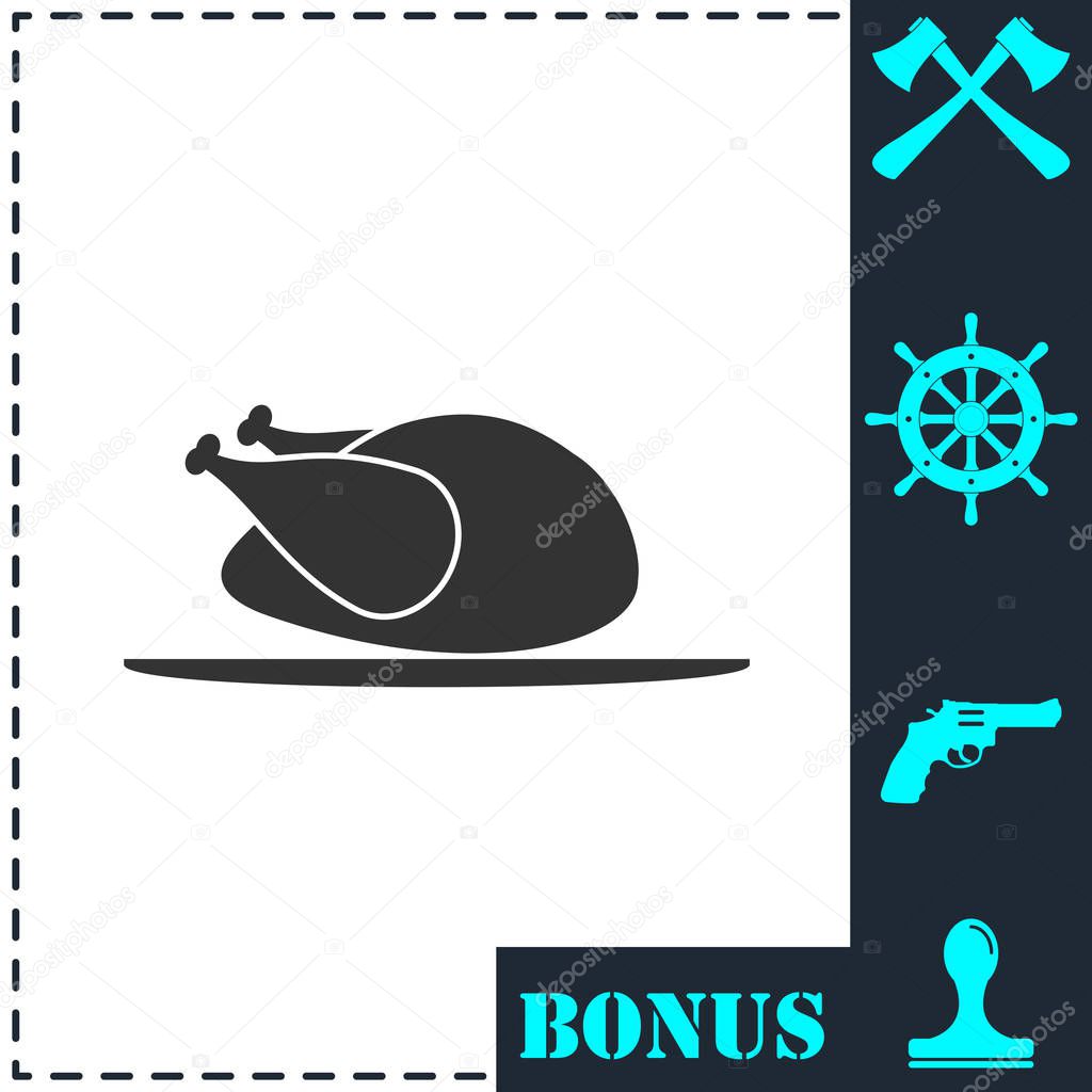 Chicken icon flat. Simple vector symbol and bonus icon