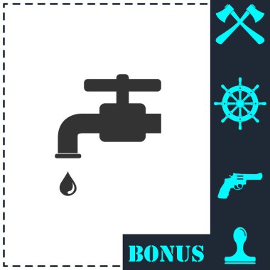 Musluk simgesi düz. Basit vektör sembolü ve bonus simgesi