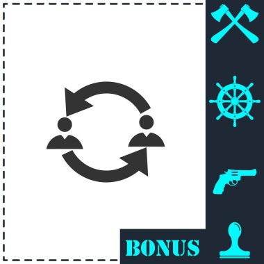 İki erkek simgesi arasındaki değiş tokuş. Basit vektör sembolü ve bonus simgesi