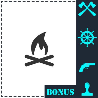 Şenlik ateşi ikonu düz. Basit vektör sembolü ve bonus simgesi