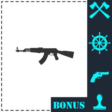Saldırı tüfeği ikonu düz. Basit vektör sembolü ve bonus simgesi