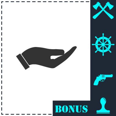 Avuç içi simgesini düz tutuyorum. Basit vektör sembolü ve bonus simgesi