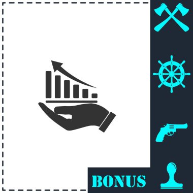 El simgesini düz tutarak büyüyen grafik. Basit vektör sembolü ve bonus simgesi