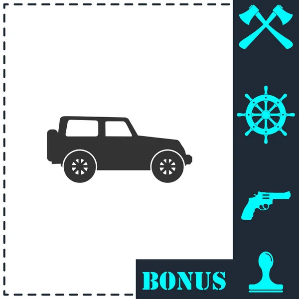 Jeep Travel Icon Flat Simple Vector Symbol Bonus Icon — Stock Vector