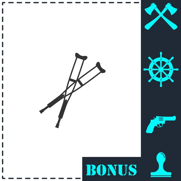 Crutches Icon Flat Simple Vector Symbol Bonus Icon — Stock Vector