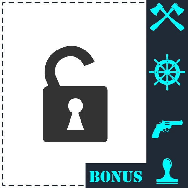 Unlock Pictogram Plat Eenvoudige Vector Symbool Bonus Pictogram — Stockvector