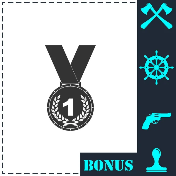 Значок Медали Плоский Простой Векторный Символ Значок Бонуса — стоковый вектор