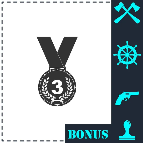 Значок Медали Плоский Простой Векторный Символ Значок Бонуса — стоковый вектор