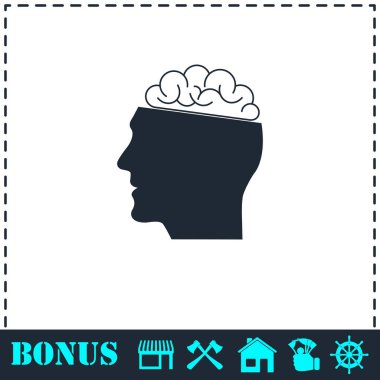 İnsan beyni simgesi düz