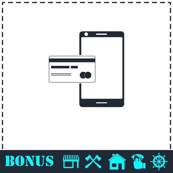 Mobilní platby ikona plochý — Stockový vektor
