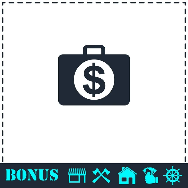 Koffer pictogram plat — Stockvector