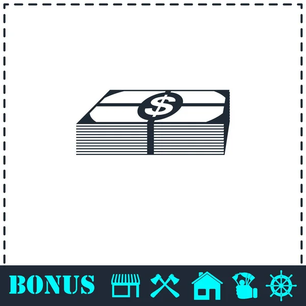 Paquete de dinero icono plano — Vector de stock