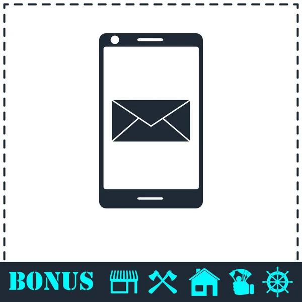 Smartphone e-mail ou sms ícone plana — Vetor de Stock