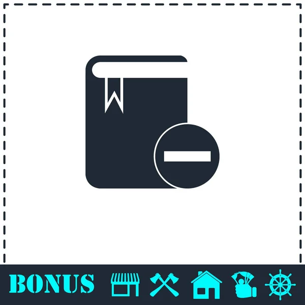 Boek minus pictogram plat — Stockvector