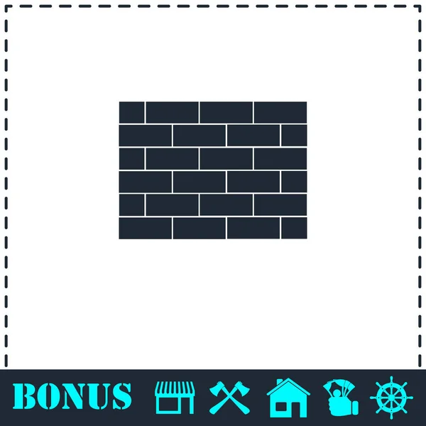 Brick wall icon flat — Stock Vector