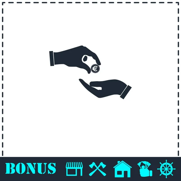Handing money icon flat — Stock Vector