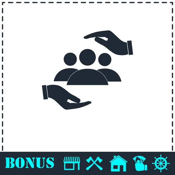 Helpende handen pictogram plat — Stockvector