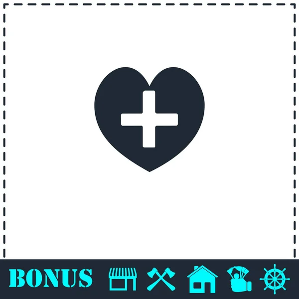 Gezondheid haard cross pictogram plat — Stockvector